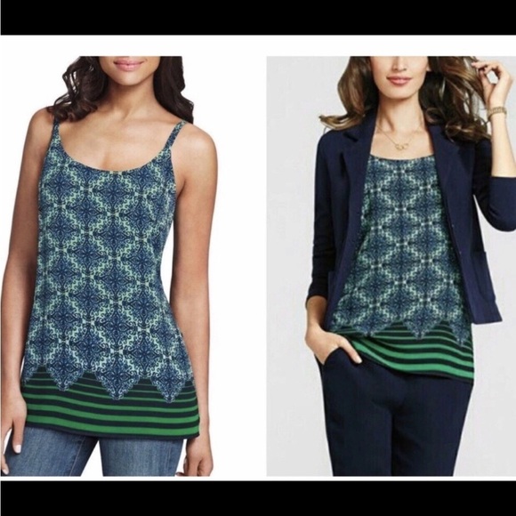 CAbi‎ Camisole Blue and Green Geometric Tank Top - Picture 12 of 12